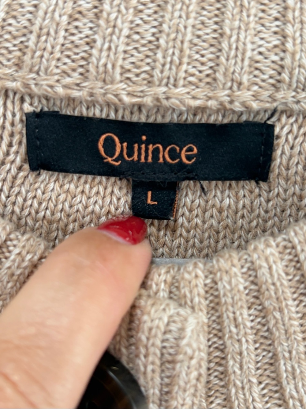 Quince size Large Organic Cotton Cropped Cardigan in Cement Marl Button Front - Picture 3 of 11